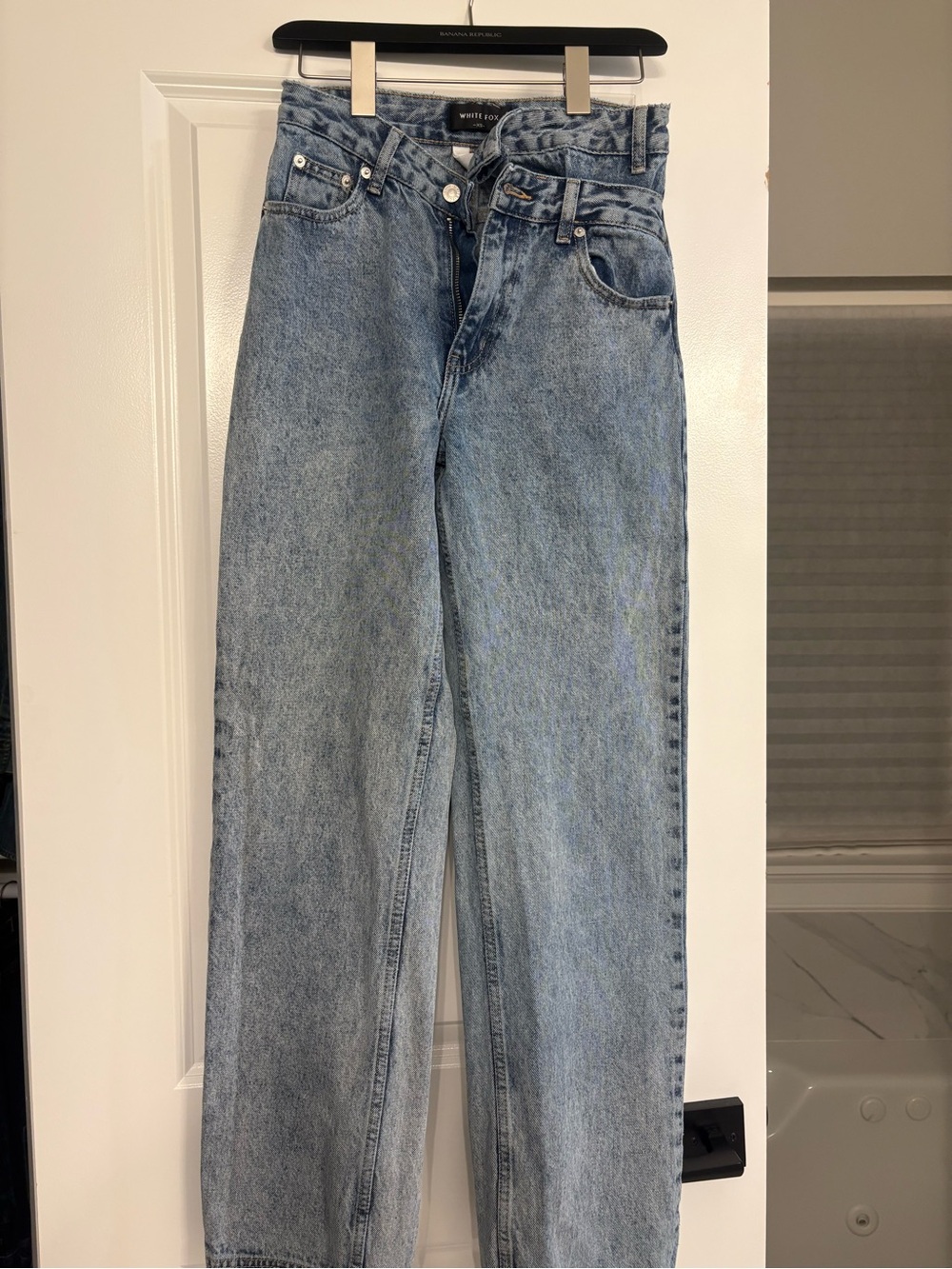 High-Waist Light Wash Straight Leg Jeans | WhiteFox | XS